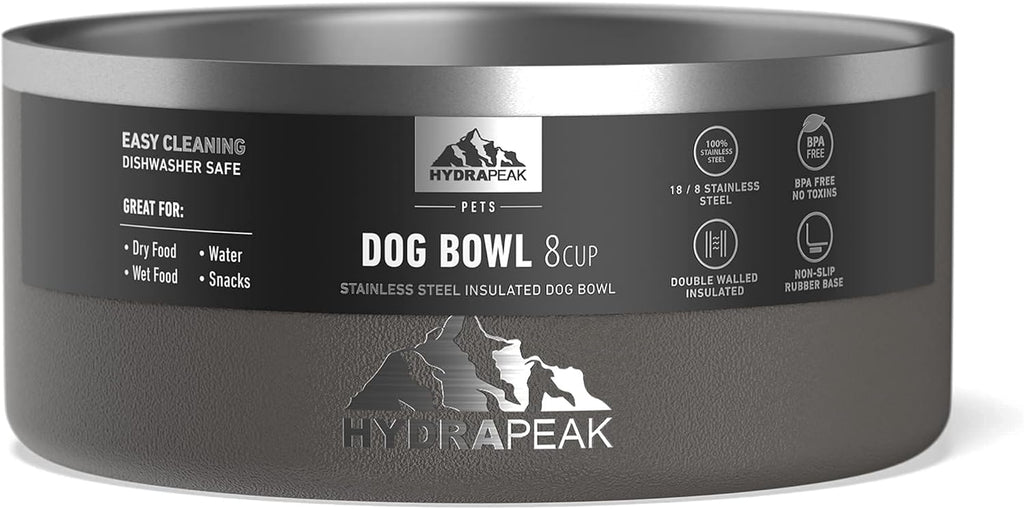 Dog Bowl; Non Slip Stainless Steel; Water and Food Dish; Large Sized and Small Dogs; 32Oz 64Oz; Multiple Sizes | 8 Cup | Graphite