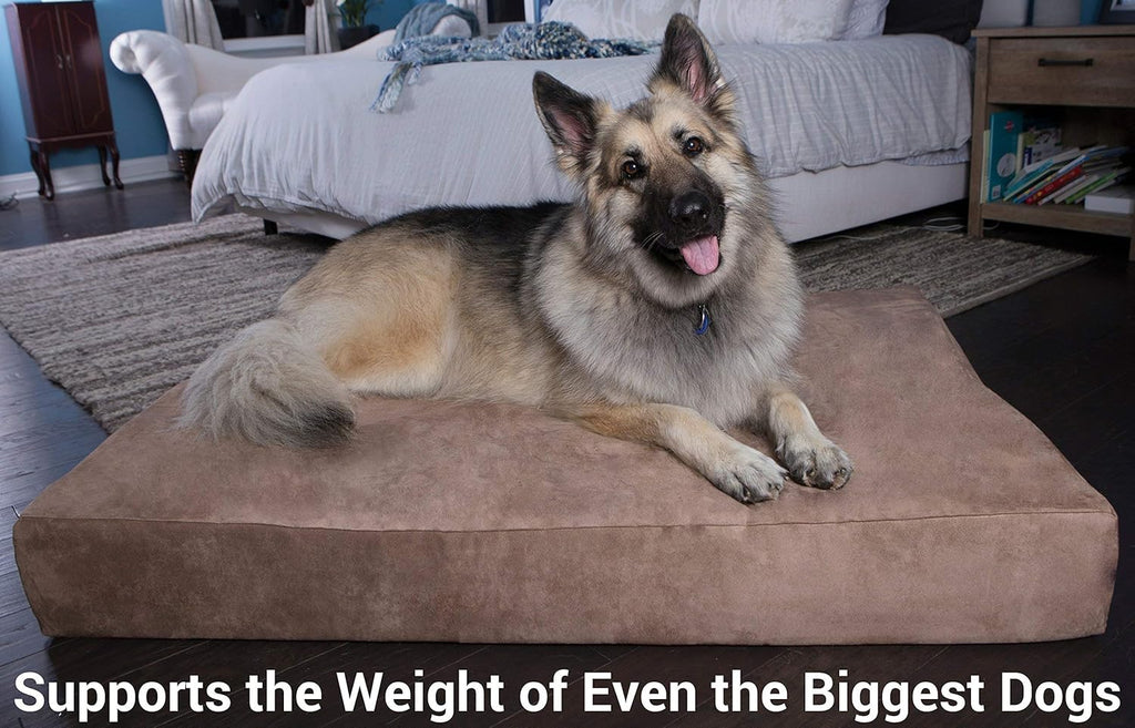 Barker Beds XL Orthopedic Dog Bed - 7" Memory Foam Mattress - 75-120 Lbs - Joint Pain & Arthritis Support - Vet Recommended, Washable Cover - Made in USA - 52"X36"X7" - Chocolate