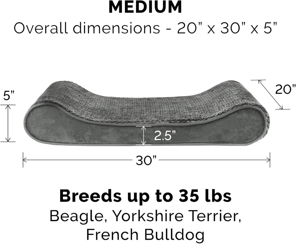 Replacement Dog Bed Cover Minky Plush & Velvet Contour Luxe Lounger, Machine Washable - Gray, Medium