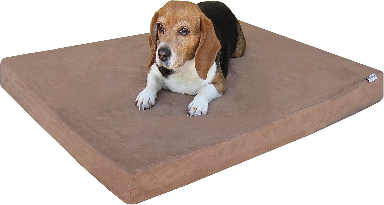 Dogbed4Less Waterproof Memory Foam Dog Bed for Medium Dogs with Washable Cover and Extra Pet Bed Case 37X27X4 Inch, Brown