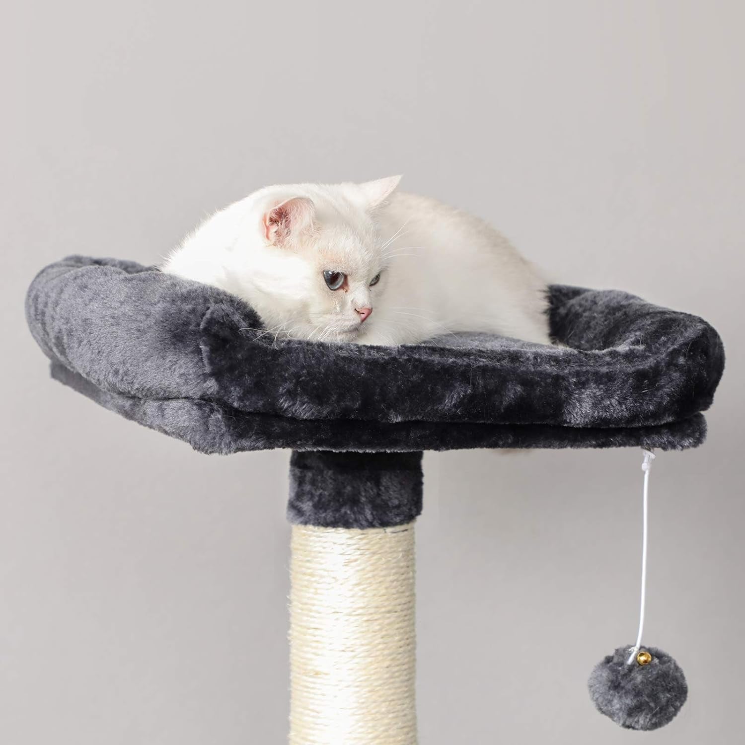 FEANDREA Multi-Level Cat Tree with Cat Cave, Basket Lounger, Padded Perch, Cat Tower, Stable and Safe Plush Cat Condo with Sisal Posts for Kitten, Old Cat, Chubby Cat, Smoky Gray UPCT052G01