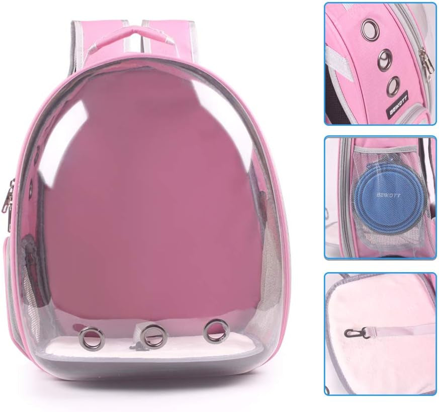 Cat Backpack Carriers, Dog Backpack, Pet Backpack for Small Cats Puppies Dogs Bunny, Airline-Approved Ventilate Transparent Bubble Backpack for Travel and Outdoor(Pink)
