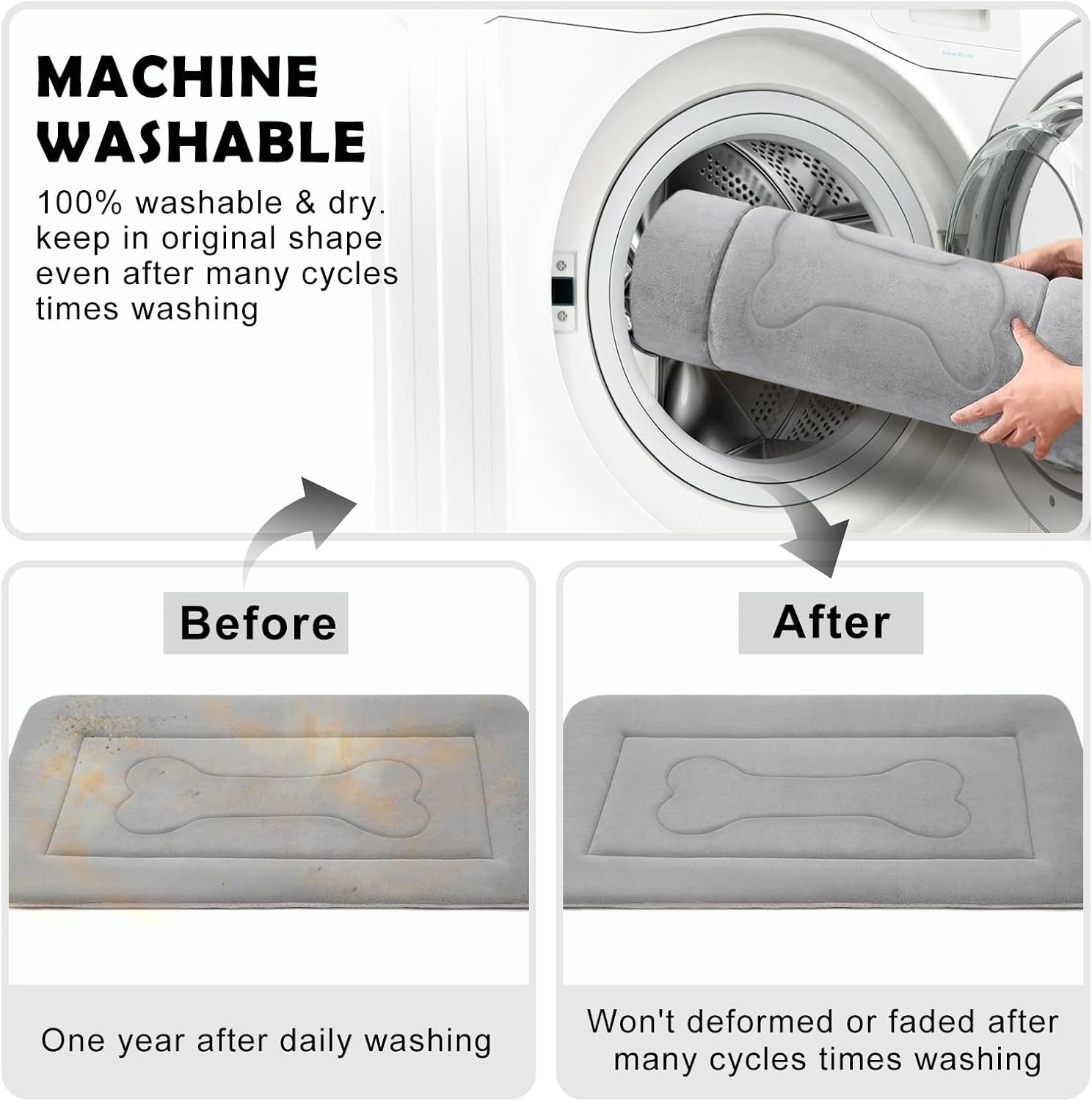 Joicyco Large Dog Bed Soft Dog Crate Pad Mat 42 in Non-Slip Bottom Washable Dog Sleeping Mattress Pet Beds Cat Beds Kennel Pads