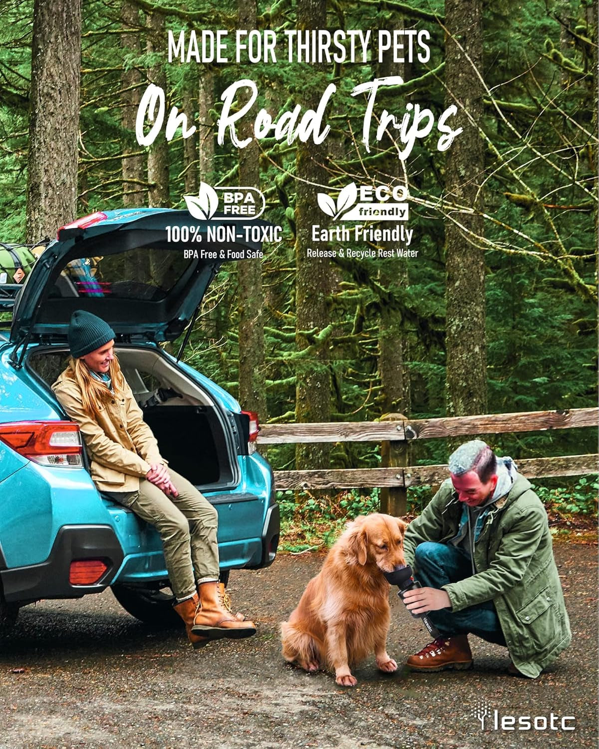 Dog Water Bottle, Portable Water Dispenser with Bowl, Leak Proof Pet Travel Squeeze Bottle, Puppy Essentials Dog Stuff Accessories for Outdoor Walking, Hiking, Camping