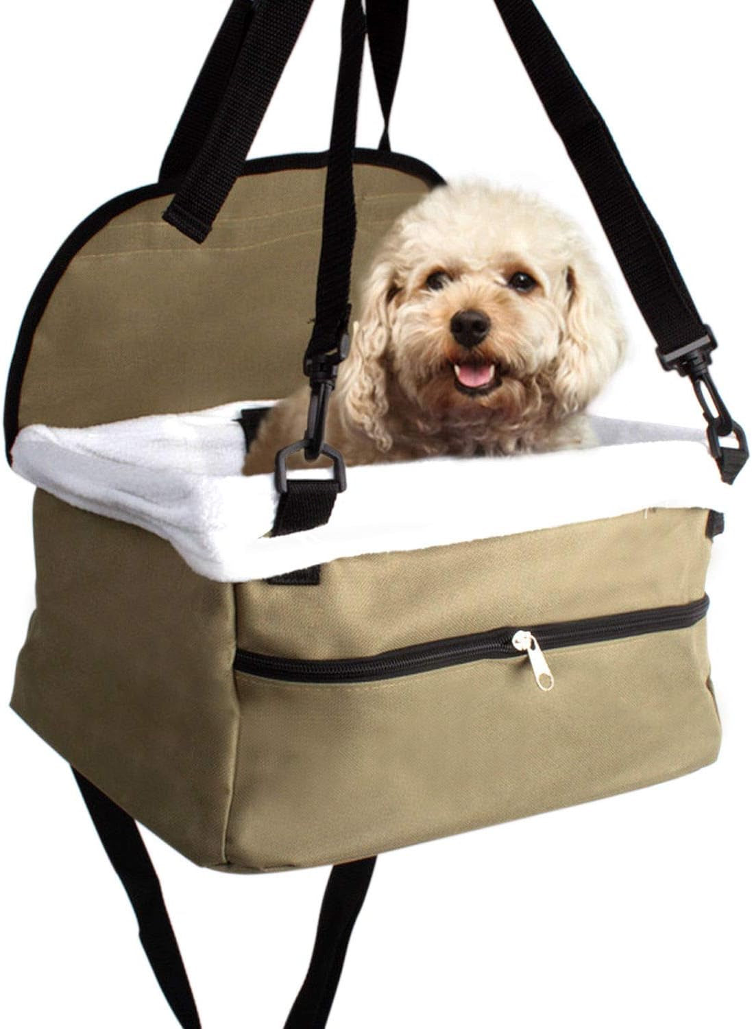 Dog Car Seat, Pet Carrier for Dogs, Puppy, Cat, Booster Seat with Safety Leash and Storage Pocket for Accessories, Portable, Soft Travel Bed for Small to Medium Sized Pets