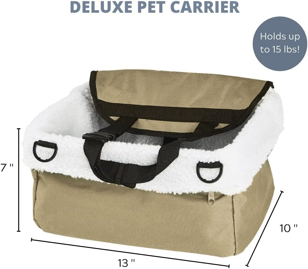 Dog Car Seat, Pet Carrier for Dogs, Puppy, Cat, Booster Seat with Safety Leash and Storage Pocket for Accessories, Portable, Soft Travel Bed for Small to Medium Sized Pets