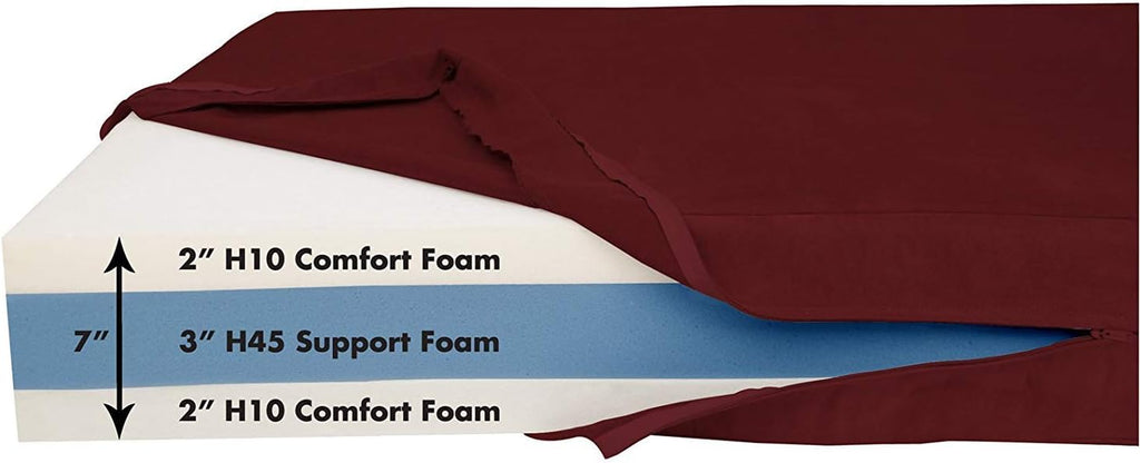 Barker Beds Giant Orthopedic Dog Bed - 7" Memory Foam Mattress - 100-300 Lbs - Joint Pain & Arthritis Support - Vet Recommended, Washable Cover - Made in USA - 60"X48"X7" - Burgundy