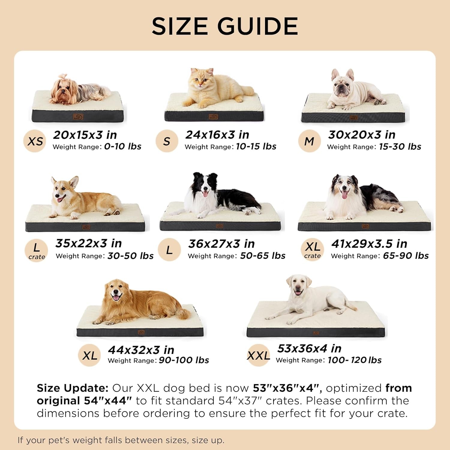 Bedsure XL Dog Beds Large Sized Dog -Comfy Flat Extra Large Pet Beds with Removable Washable Cover, Orthopedic Egg Crate Foam Mat, Suitable for Pet up to 100 Lbs