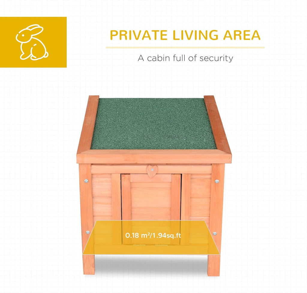 Small Wooden Rabbit Hutch Bunny Cage Guinea Pig Cage Duck House Dog House with Openable & Waterproof Roof, Natural