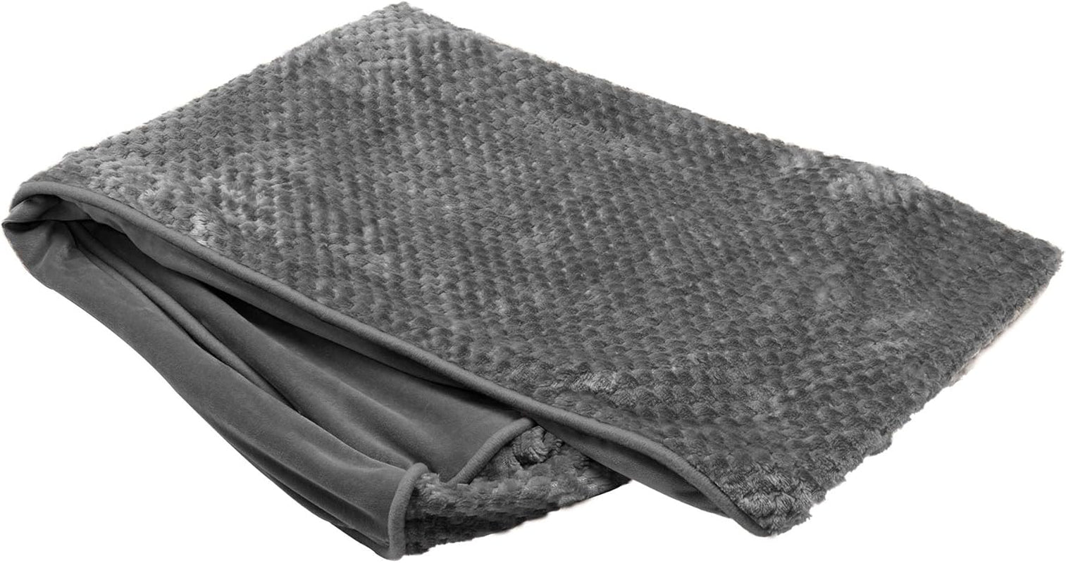 Replacement Dog Bed Cover Minky Plush & Velvet Contour Luxe Lounger, Machine Washable - Gray, Medium
