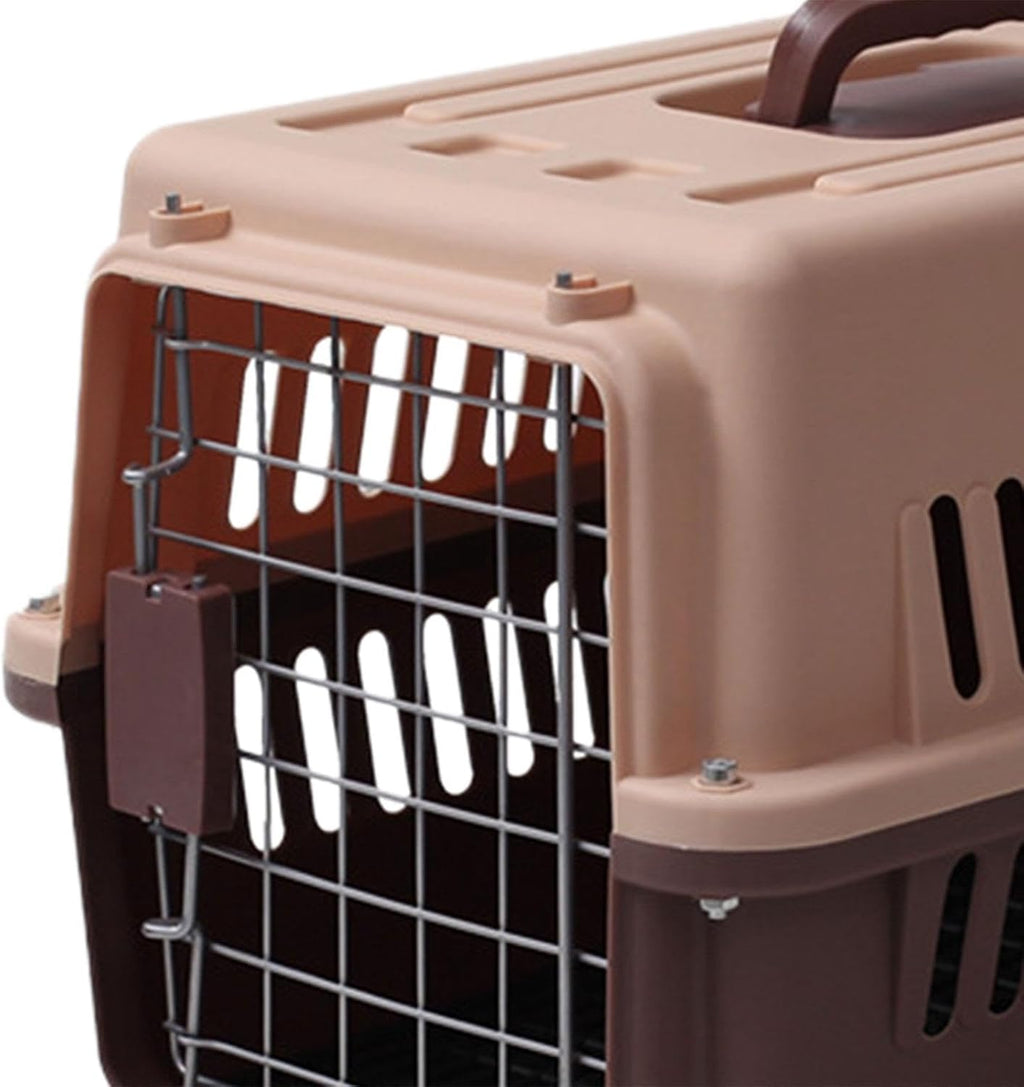 Pet Carrier Pet Travel Box Portable Hard Sided Pet Transport Cage Pet Carrier Crate Box for Tiny Dog Breeds Pet Store Biking, Brown