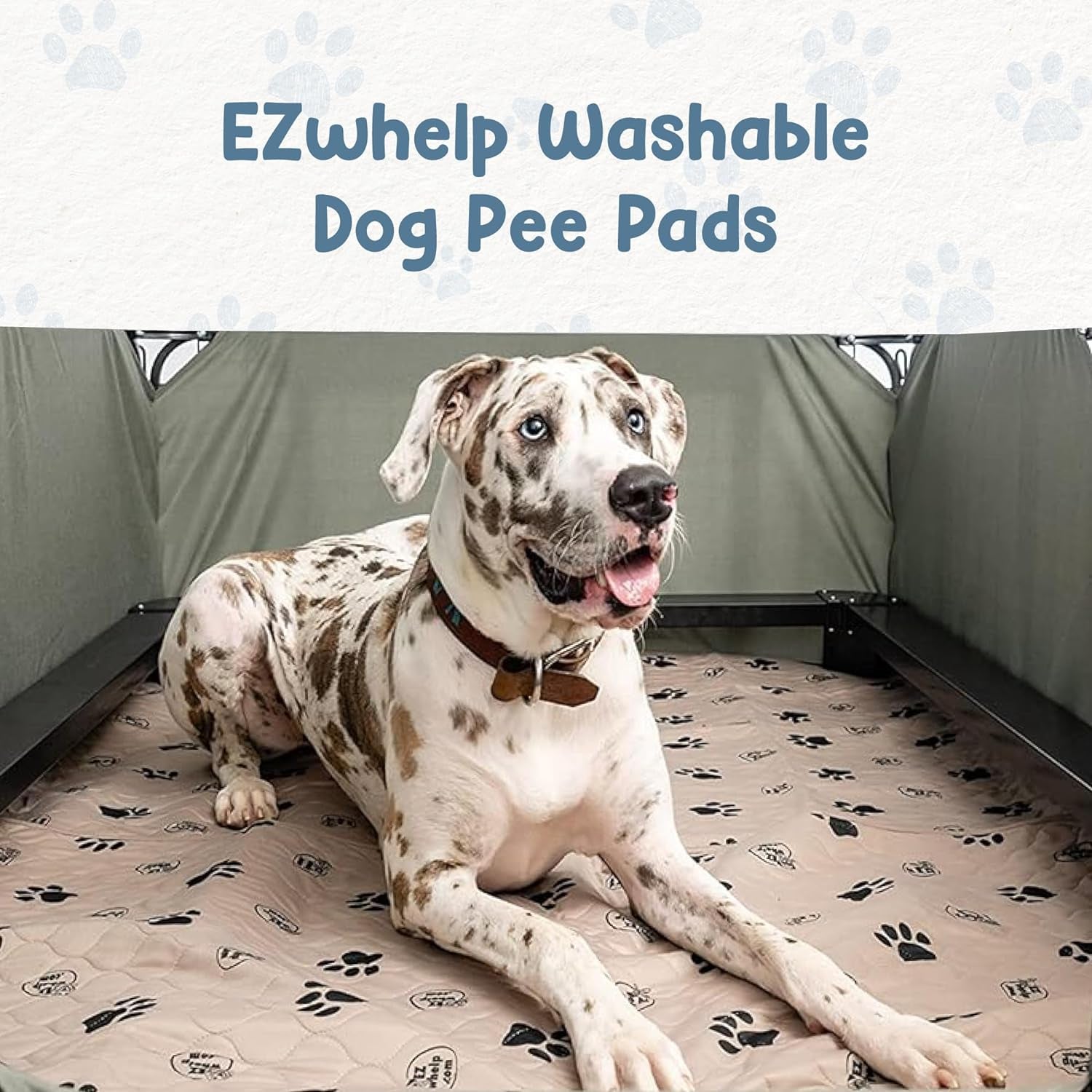 Ezwhelp Reusable Dog Pee Pads, Washable Waterproof Mats for Potty Training or Whelping Pads, Puppy Pad with Rounded Corners, 24X36 Inch, 2 Pack