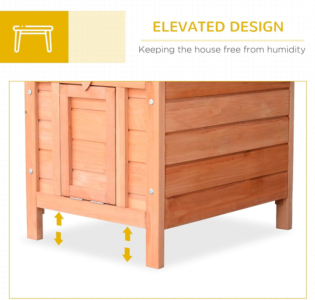 Small Wooden Rabbit Hutch Bunny Cage Guinea Pig Cage Duck House Dog House with Openable & Waterproof Roof, Natural