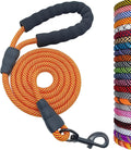 Heavy Duty Rope Dog Leash, 6/8/10FT Nylon Pet Leash, Soft Padded Handle Thick Lead Leashes for Large Medium Dogs (Orange, 1/2" * 6')