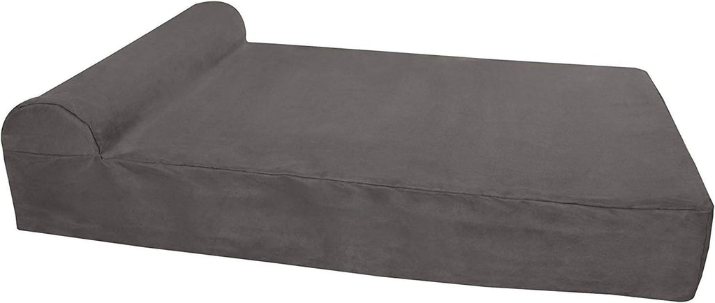 Barker Beds XL Orthopedic Dog Bed - 7" Pillow Top with Headrest - 75-120 Lbs - Memory Foam for Joint Pain & Arthritis - Vet Recommended, Washable Cover - Made in USA - 52"X36"X7" - Charcoal