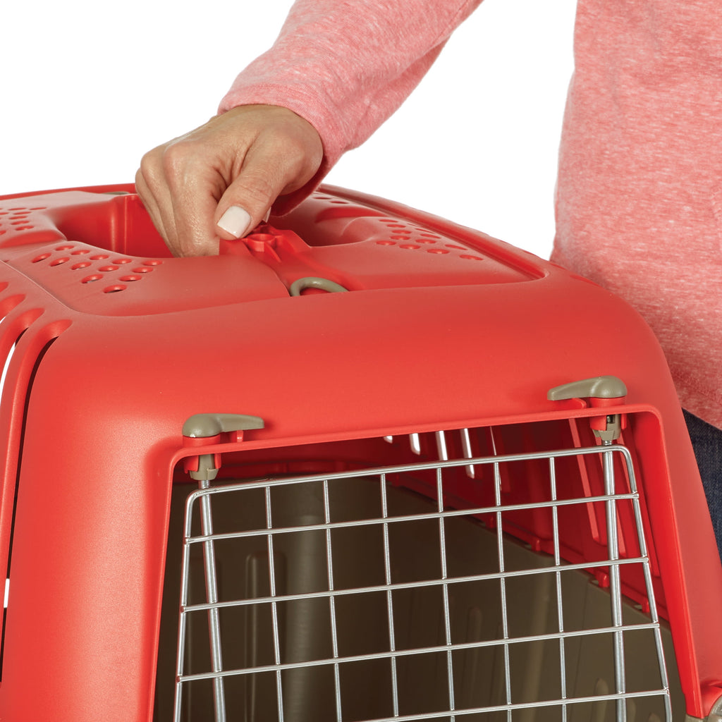 24 Inch Spree Travel Pet Carrier for Dog or Cat with Steel Door, Red