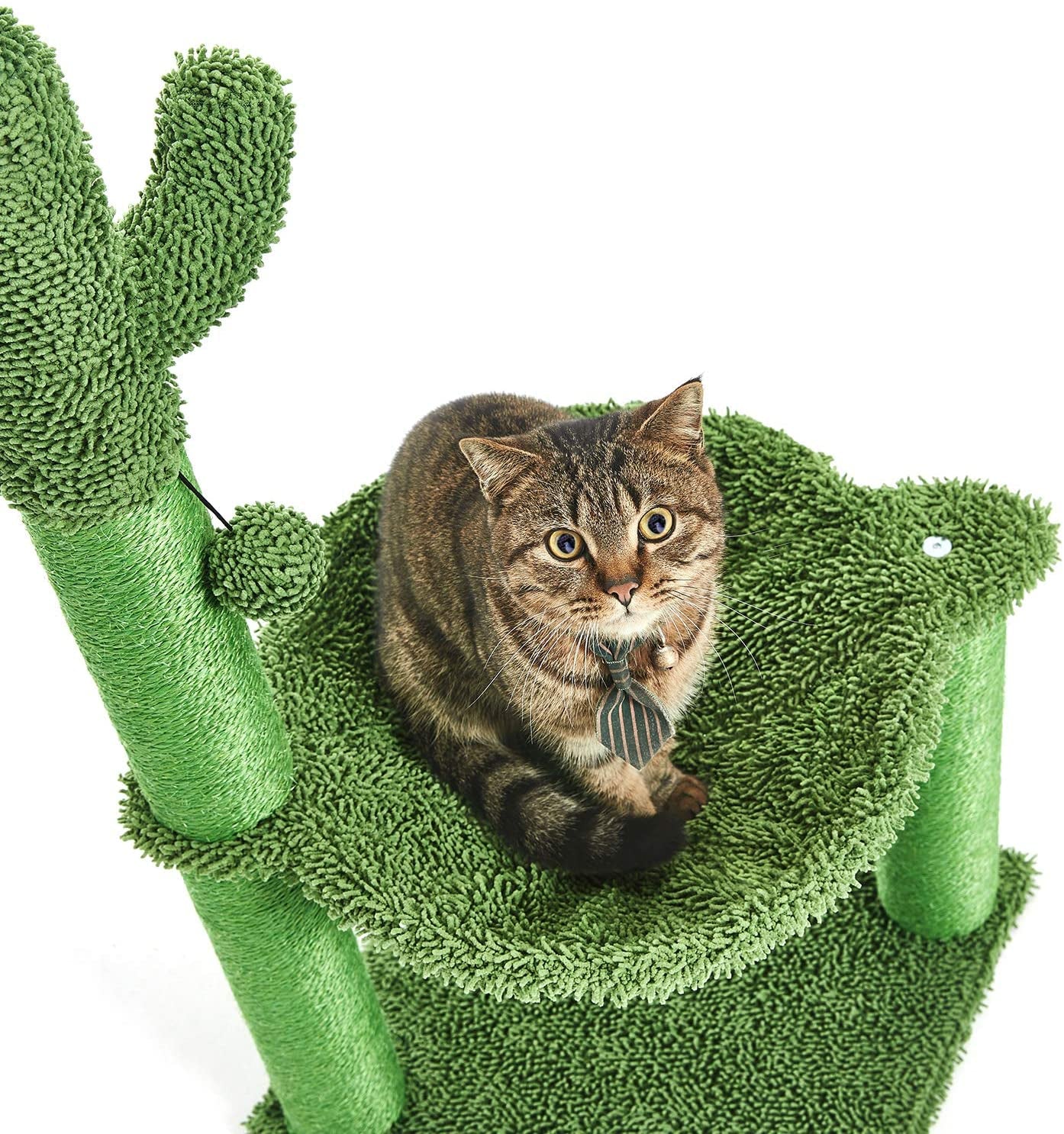 Catinsider 35 Inches Cactus Cat Tree with Hammock and Full Wrapped Sisal Scratching Post for Cats Green Large