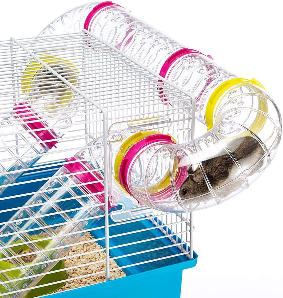 Paula Small Hamster Cage | Fun & Interactive Cage Measures Measures 18.11L X 11.61W X 9.6H & Includes All Accessories
