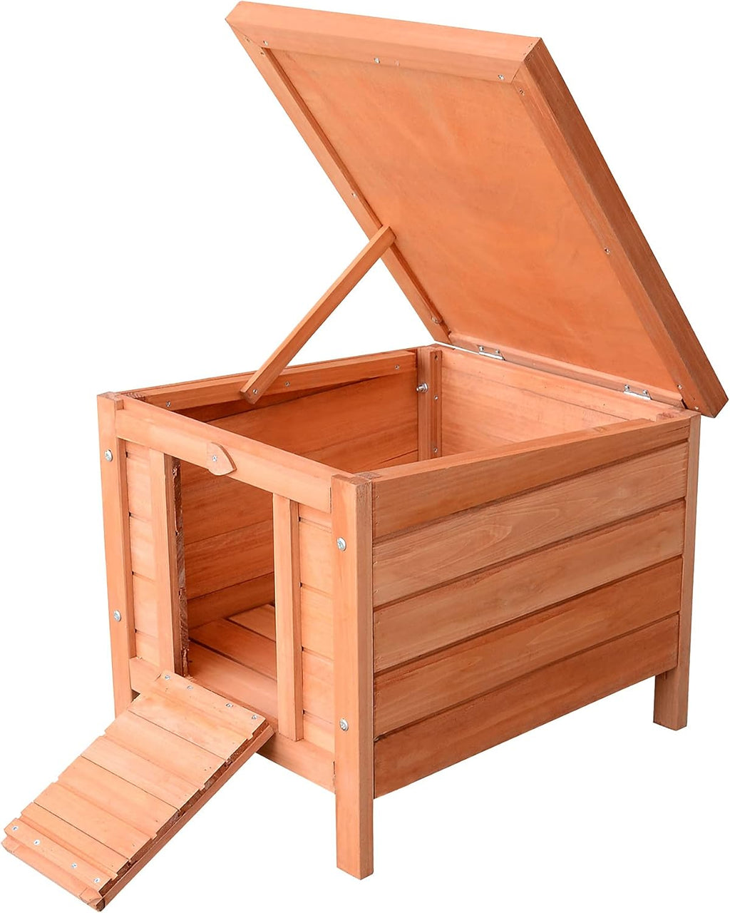 Small Wooden Rabbit Hutch Bunny Cage Guinea Pig Cage Duck House Dog House with Openable & Waterproof Roof, Natural