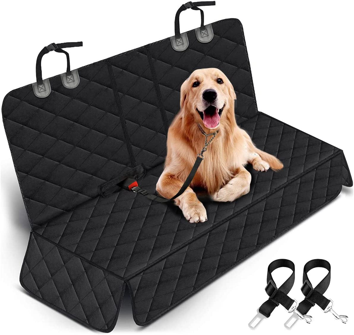Yuntec Dog Car Seat Cover, Back Seat Cover for Dogs Pet Car Seat Protector Waterproof Bench Car Seat Cover, Non-Slip Reat Seat Cover Fits Middle Armrest for Most Cars Trucks Suvs - Black