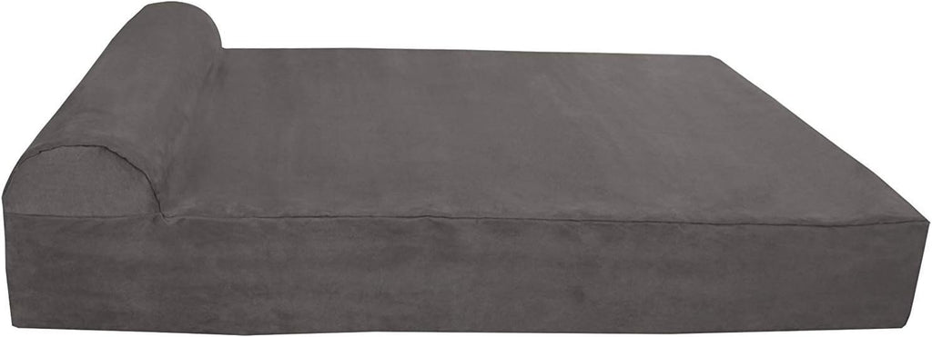 Barker Beds XL Orthopedic Dog Bed - 7" Pillow Top with Headrest - 75-120 Lbs - Memory Foam for Joint Pain & Arthritis - Vet Recommended, Washable Cover - Made in USA - 52"X36"X7" - Charcoal
