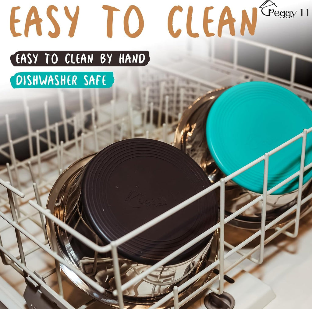 Deep Stainless Steel Anti-Slip Dog Bowls - 2-Pack, 3 Cups