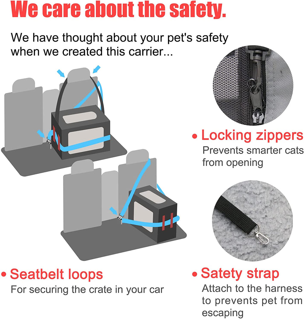 Large Cat Carrier 24"X16.5"X16.5" Portable Dog Crate for Small Medium Dogs Collapsible Traveling Pet Crate with Collapsible Bowl
