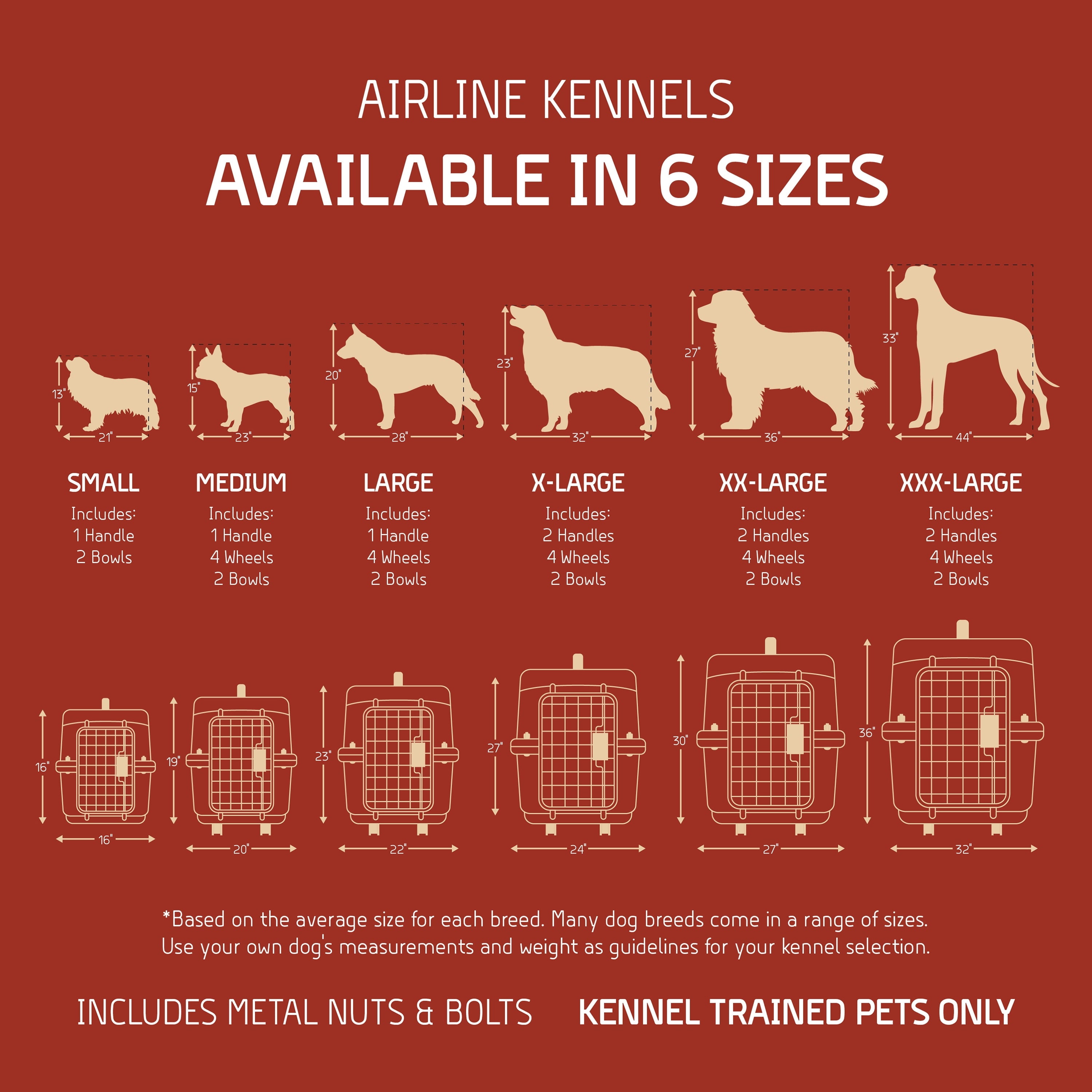 Airline Approved Plastic Dog Kennel with Wheels, Large