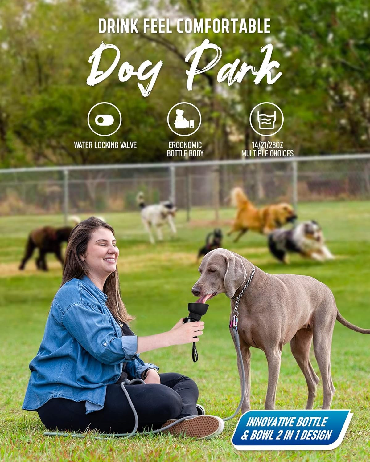 Dog Water Bottle, Portable Water Dispenser with Bowl, Leak Proof Pet Travel Squeeze Bottle, Puppy Essentials Dog Stuff Accessories for Outdoor Walking, Hiking, Camping