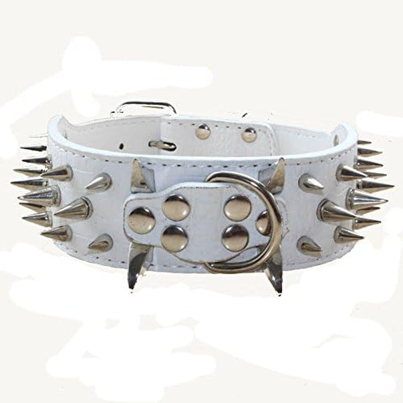 Leather Sharp Spiked Studded Dog Collars, Harnesses & Leashes 3Pcs Matching Set for Medium & Large Dog Pit Bull,Mastiff, Boxer, Bull Terrier