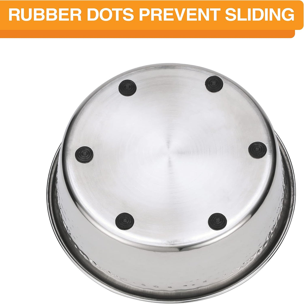 Hammered Decorative Designer Bowls - Luxury Style Premium Dog and Cat Dishes (Large, Stainless)