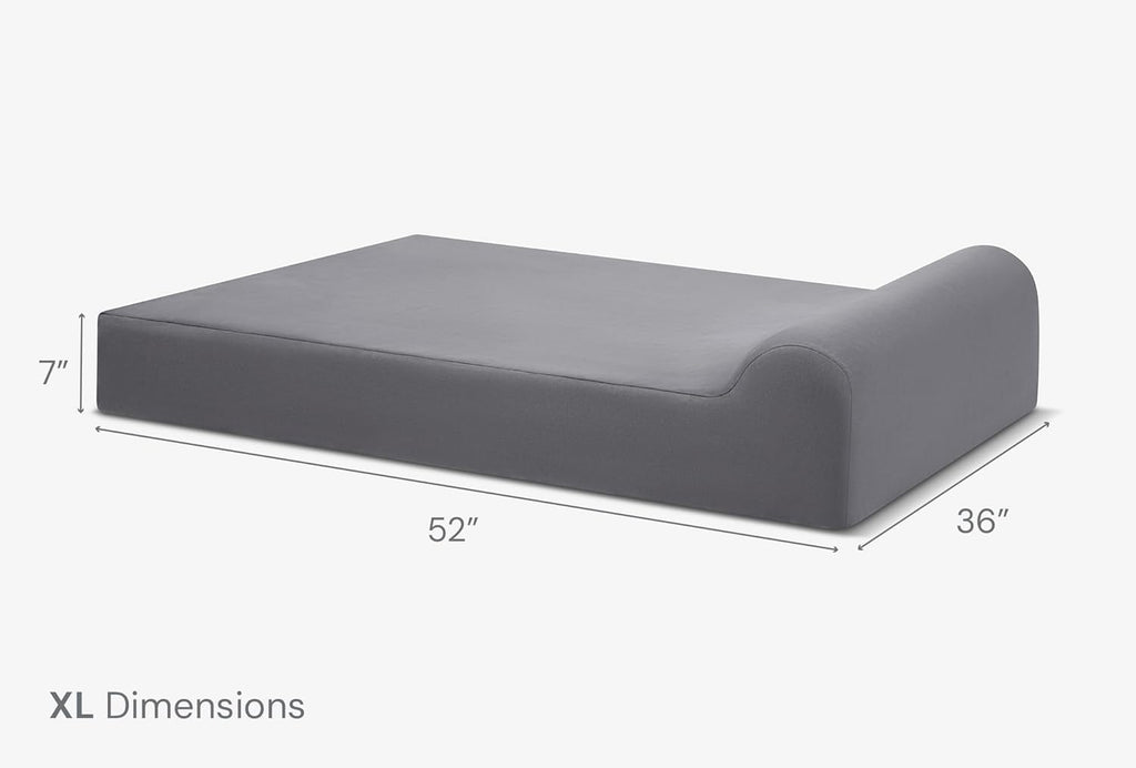 Barker Beds XL Orthopedic Dog Bed - 7" Pillow Top with Headrest - 75-120 Lbs - Memory Foam for Joint Pain & Arthritis - Vet Recommended, Washable Cover - Made in USA - 52"X36"X7" - Charcoal