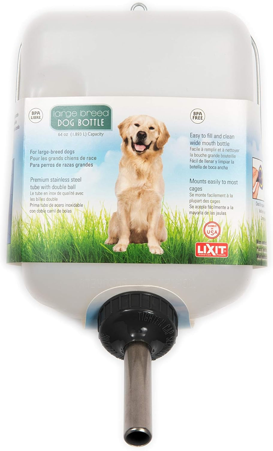 Wide Mouth Water Bottles for Large and Small Dogs (64Oz Large Dog, White)