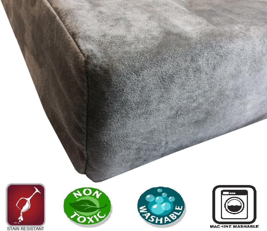 Dogbed4Less Orthopedic Dog Bed with Memory Foam for Medium Large Pet, Waterproof Liner, Washable Microsuede Gray Cover, 41X27X4 Inch (Fit 42X28 Crate)