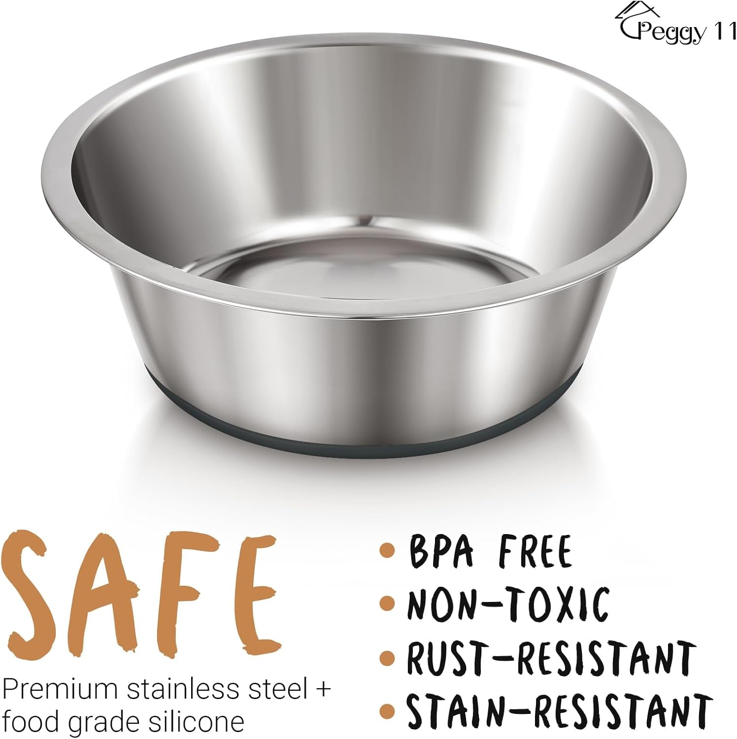 Deep Stainless Steel Anti-Slip Dog Bowls - 2-Pack, 3 Cups
