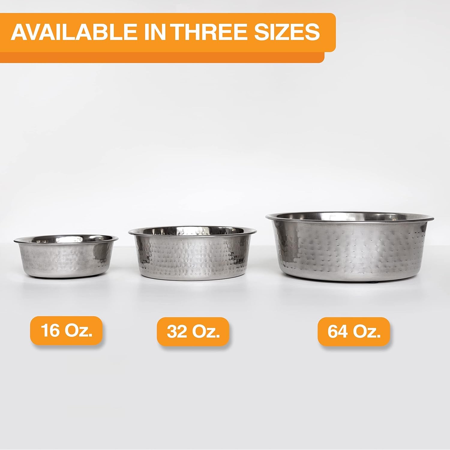 Hammered Decorative Designer Bowls - Luxury Style Premium Dog and Cat Dishes (Large, Stainless)