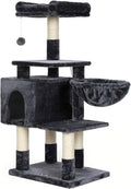 FEANDREA Multi-Level Cat Tree with Cat Cave, Basket Lounger, Padded Perch, Cat Tower, Stable and Safe Plush Cat Condo with Sisal Posts for Kitten, Old Cat, Chubby Cat, Smoky Gray UPCT052G01